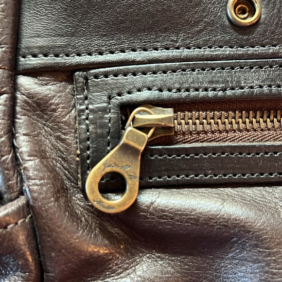 Jas-M. B. brown leather satchel w buckle closures